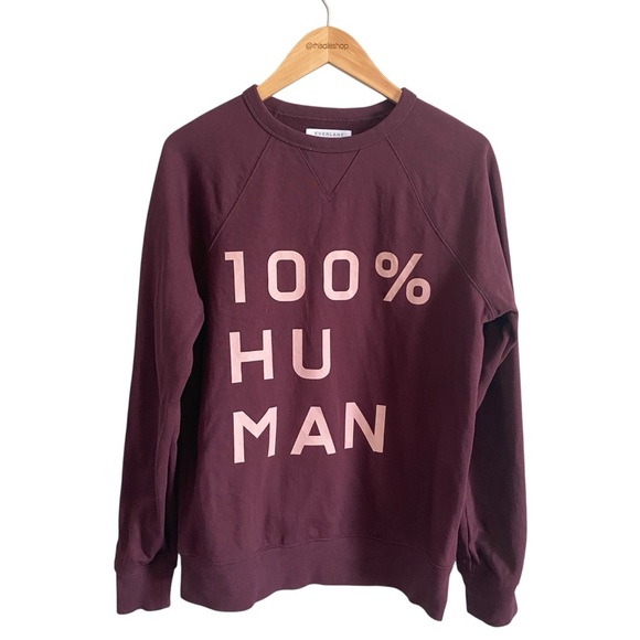 Everlane The 100% Human Typography Sweatshirt Burgundy Pink Size Small - Picture 3 of 7